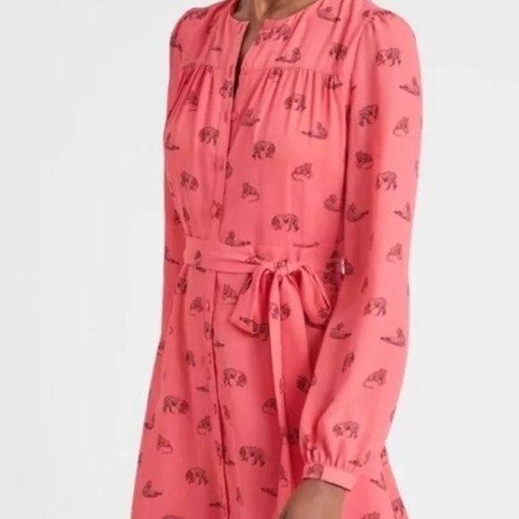 NWOT Banana Republic Crew Neck Shirt Dress in Coral - 0P - Picture 1 of 4